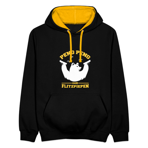 Peng Peng - Kontrast Hoodie - Schwarz/Gold