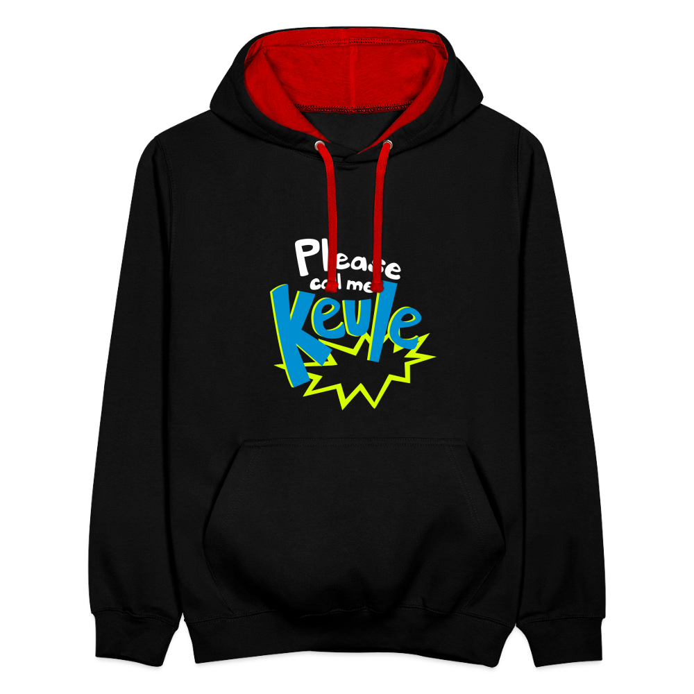 Call me Keule! - Kontrast Hoodie - Schwarz/Rot