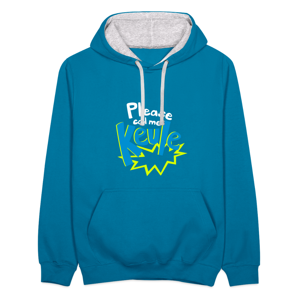 Call me Keule! - Kontrast Hoodie - Pfauenblau/Grau meliert