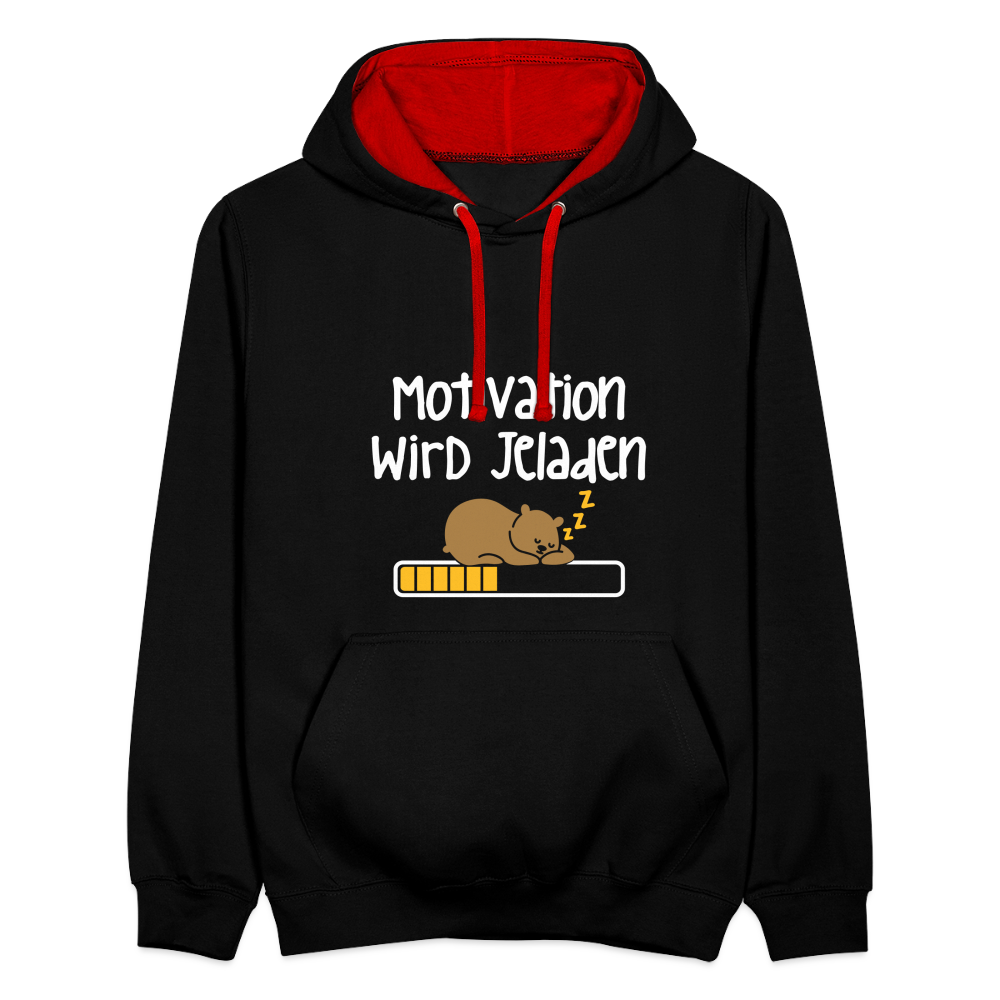 Motivation Wird Jeladen Warten - Kontrast Hoodie - Schwarz/Rot