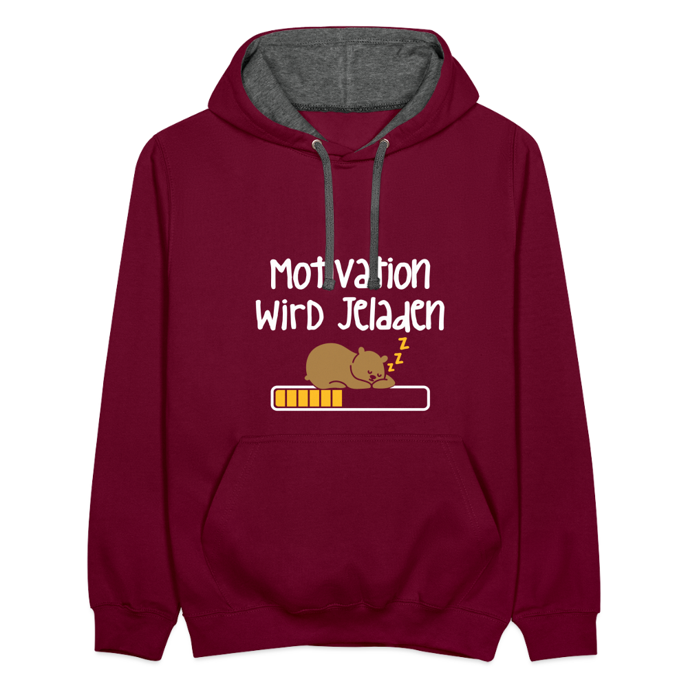 Motivation Wird Jeladen Warten - Kontrast Hoodie - Weinrot/Anthrazit