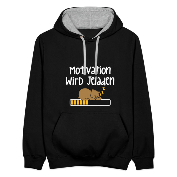 Motivation Wird Jeladen Warten - Kontrast Hoodie - Schwarz/Grau meliert