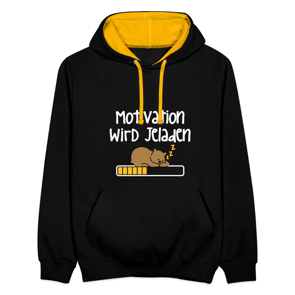 Motivation Wird Jeladen Warten - Kontrast Hoodie - Schwarz/Gold