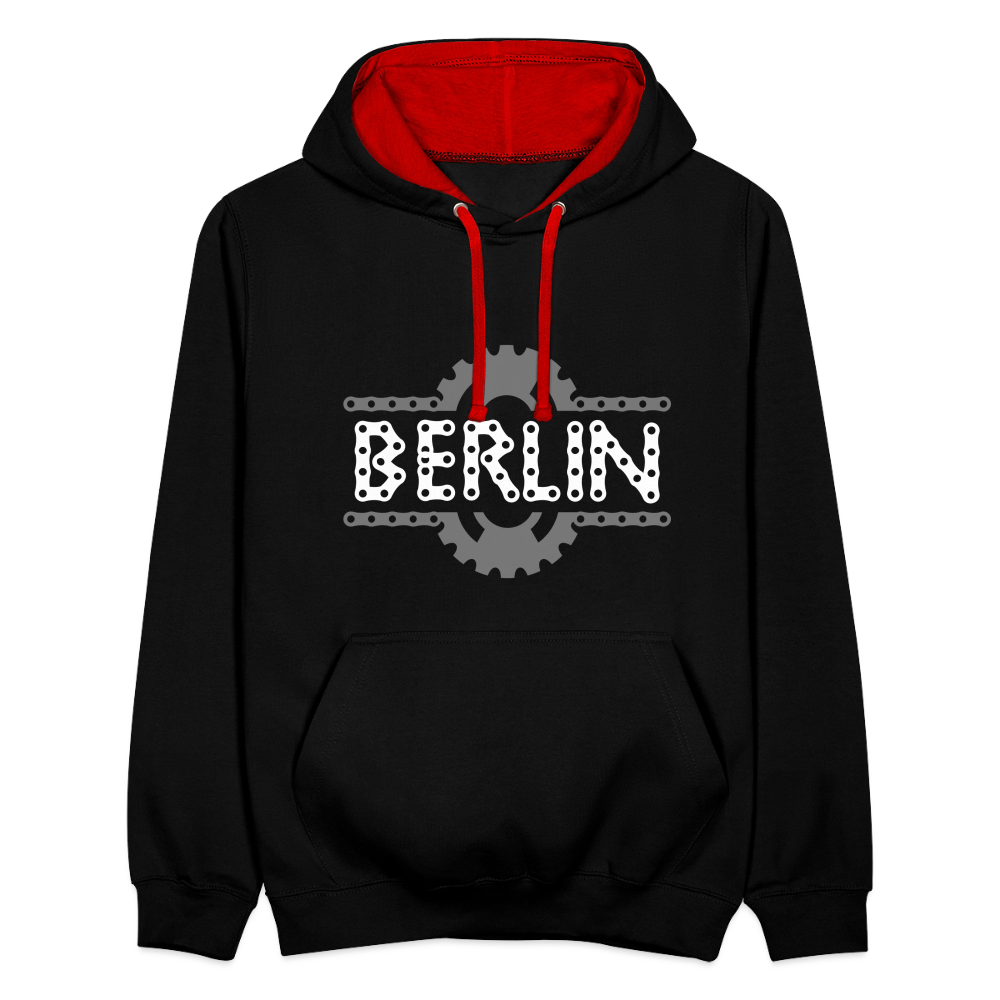 Berliner Fahrradkette - Kontrast Hoodie - Schwarz/Rot