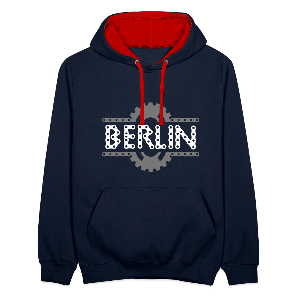 Berliner Fahrradkette - Kontrast Hoodie - Navy/Rot