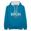 Berliner Fahrradkette - Kontrast Hoodie - Pfauenblau/Grau meliert
