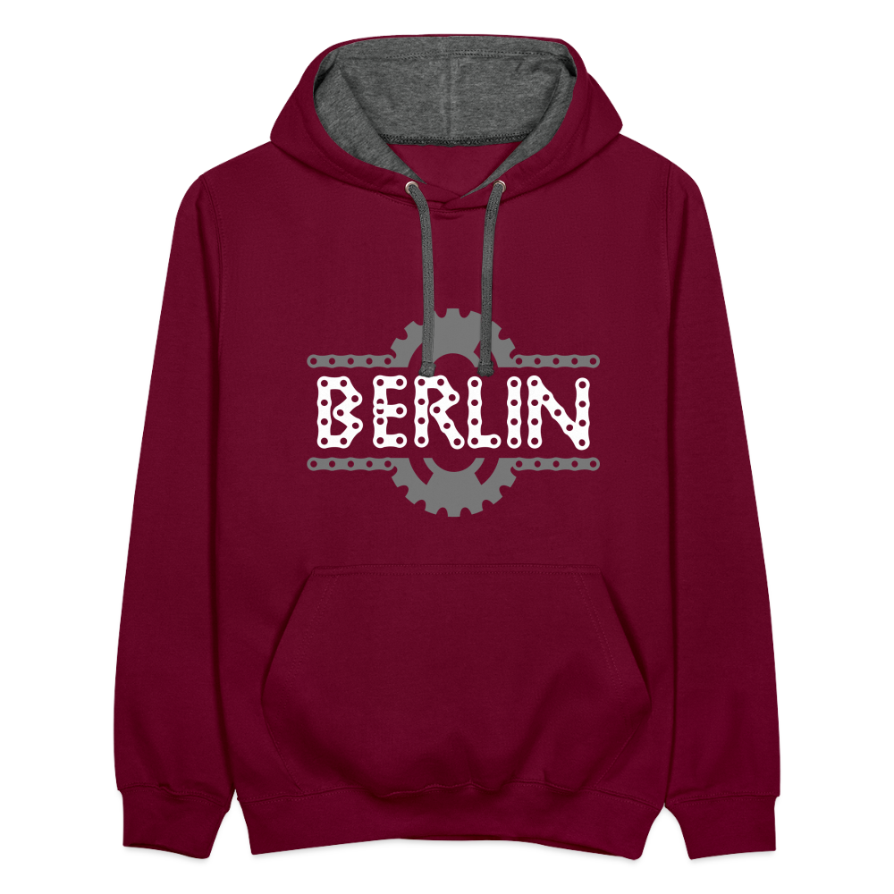 Berliner Fahrradkette - Kontrast Hoodie - Weinrot/Anthrazit