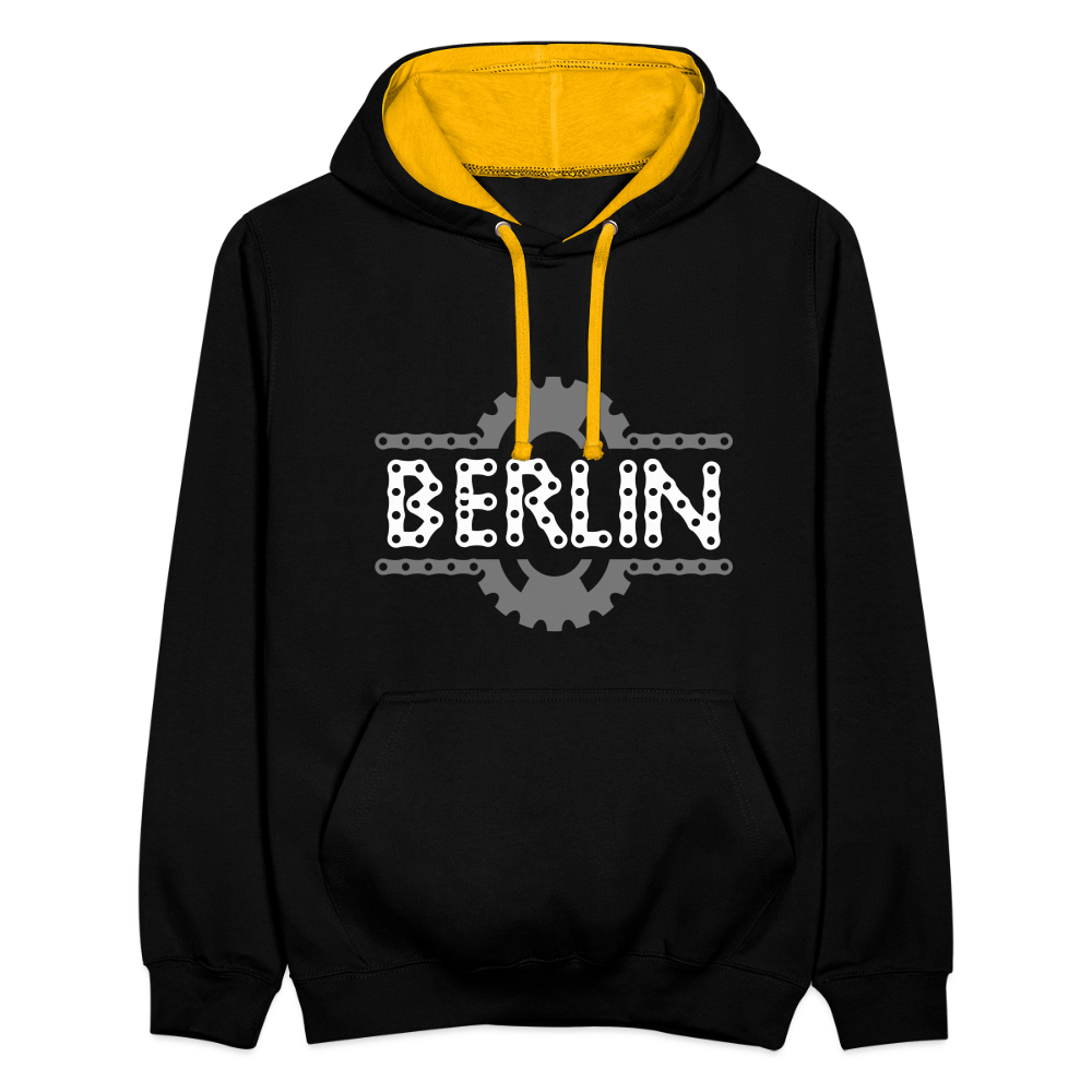 Berliner Fahrradkette - Kontrast Hoodie - Schwarz/Gold