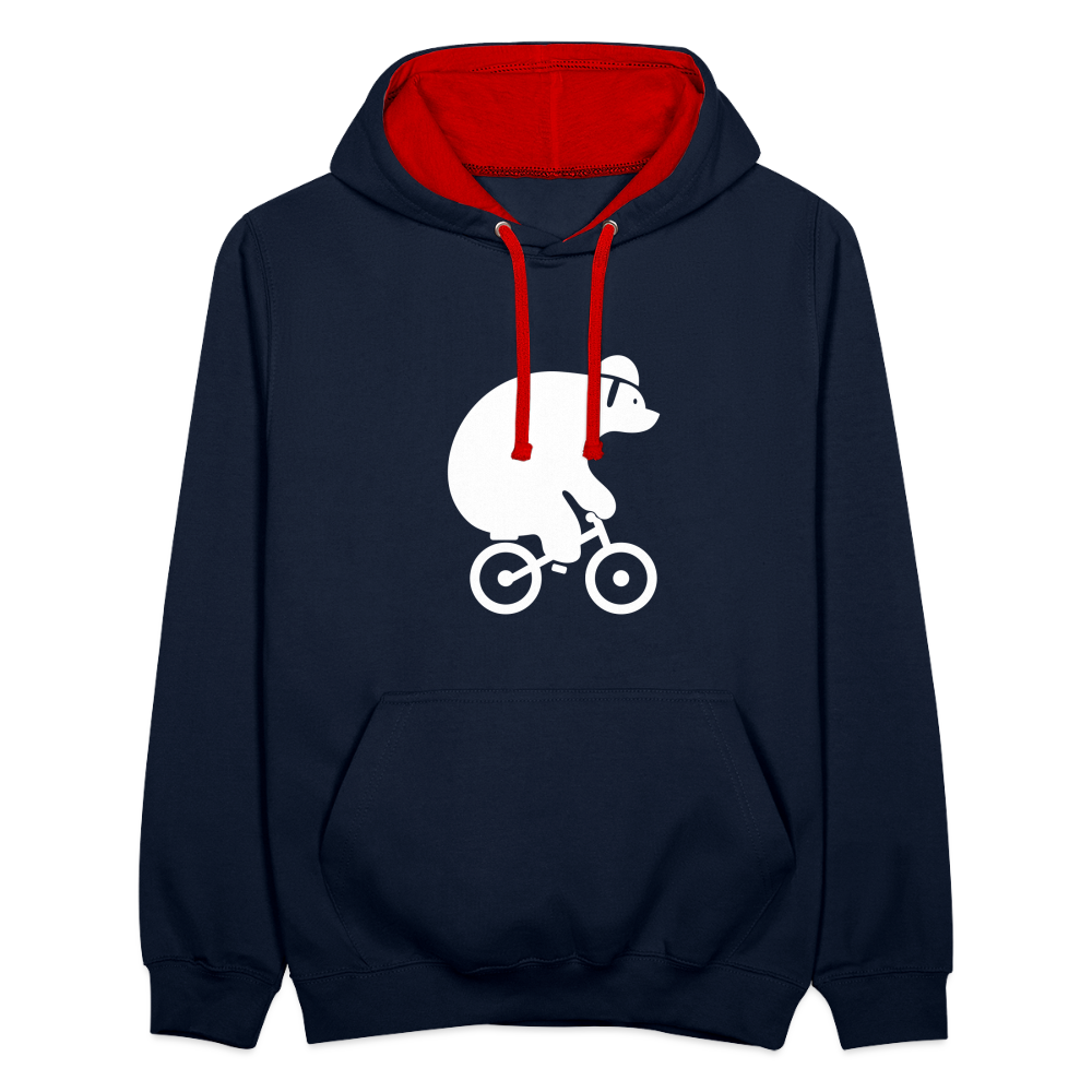 Fahrradbär - Kontrast Hoodie - Navy/Rot