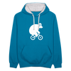 Fahrradbär - Kontrast Hoodie - Pfauenblau/Grau meliert