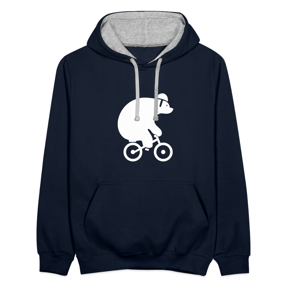Fahrradbär - Kontrast Hoodie - Navy/Grau meliert