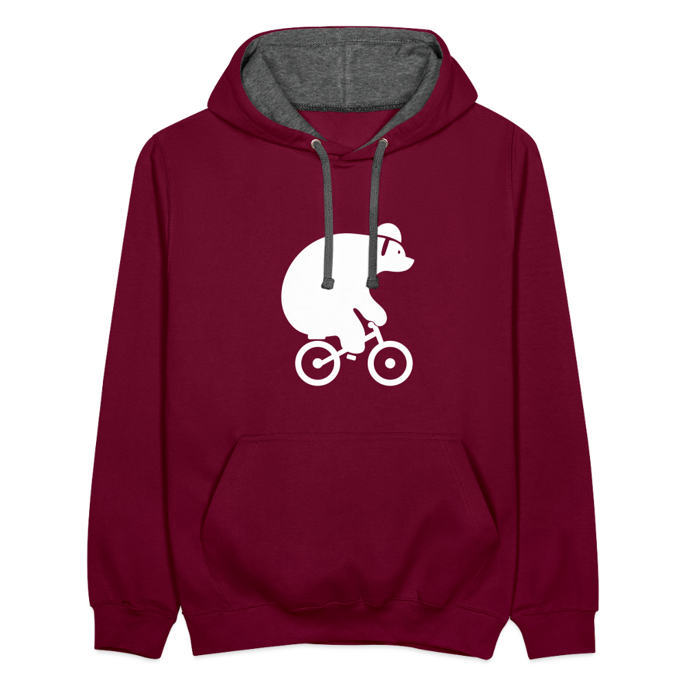 Fahrradbär - Kontrast Hoodie - Weinrot/Anthrazit