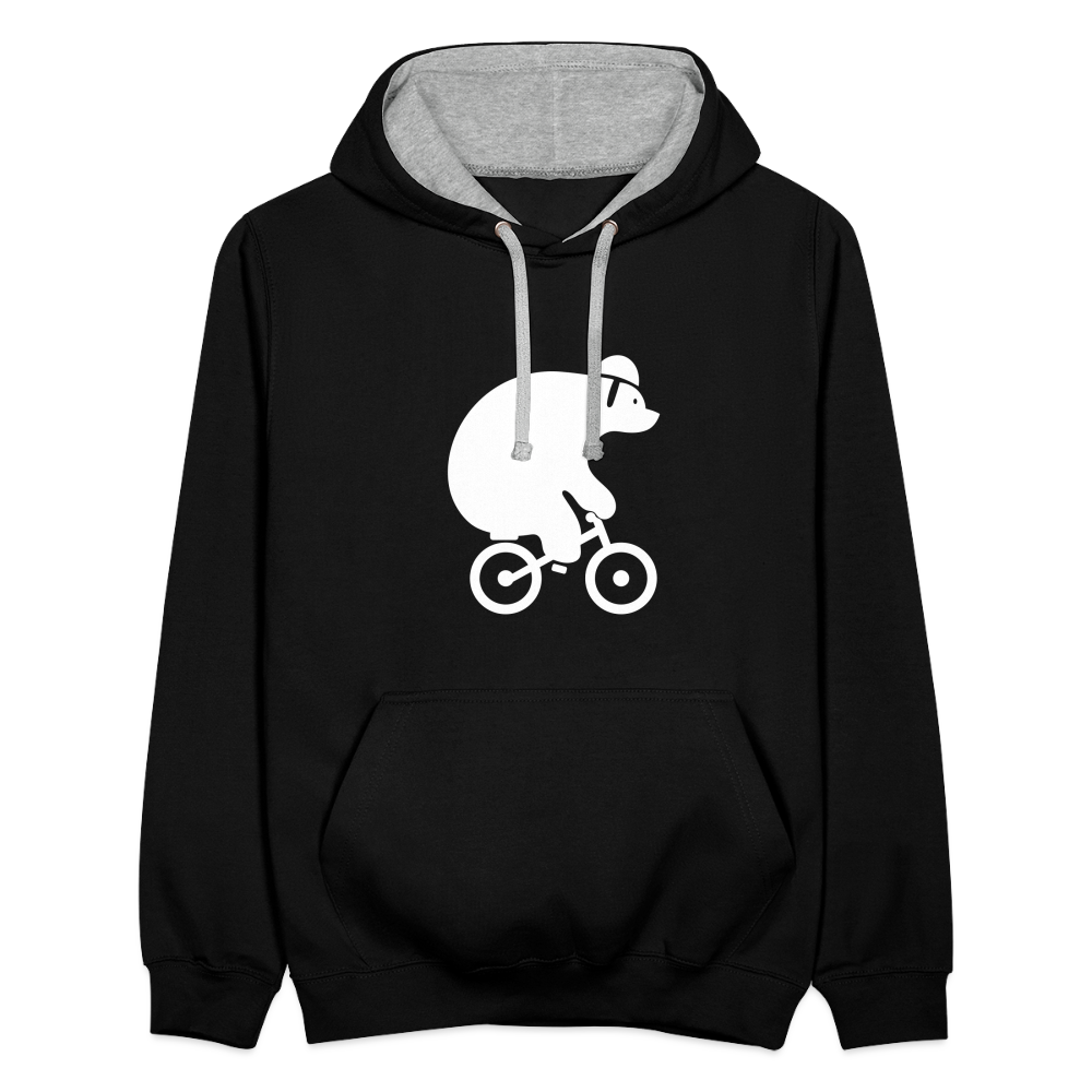 Fahrradbär - Kontrast Hoodie - Schwarz/Grau meliert