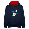 Der Bär fliegt - Kontrast Hoodie - Navy/Rot