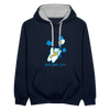 Der Bär fliegt - Kontrast Hoodie - Navy/Grau meliert