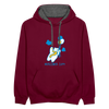 Der Bär fliegt - Kontrast Hoodie - Weinrot/Anthrazit