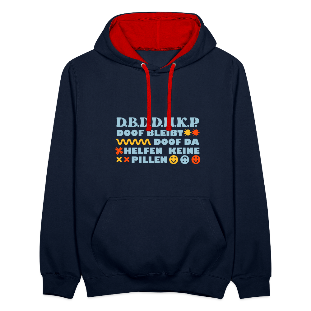 d.b.d.d.h.k.P - Kontrast Hoodie - Navy/Rot