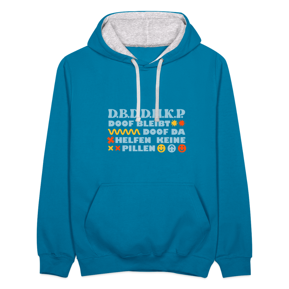 d.b.d.d.h.k.P - Kontrast Hoodie - Pfauenblau/Grau meliert