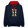 Bären Yoga - Kontrast Hoodie - Navy/Rot