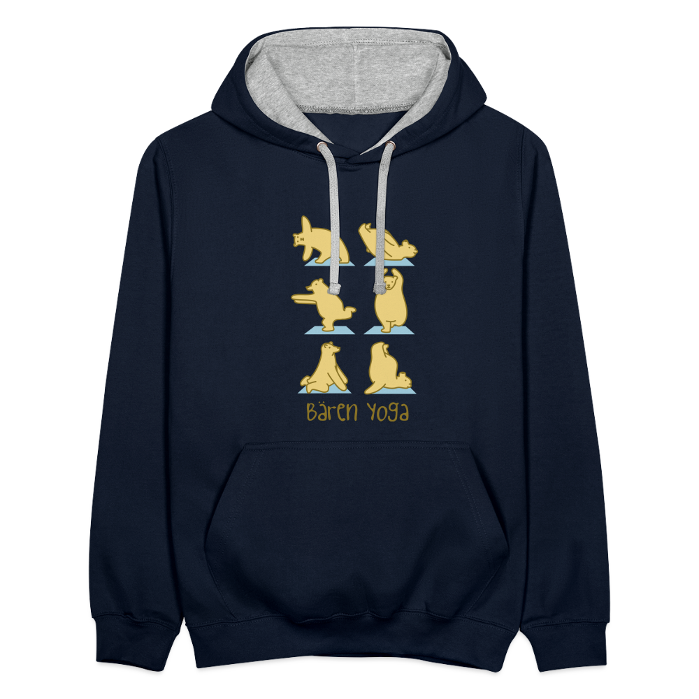 Bären Yoga - Kontrast Hoodie - Navy/Grau meliert