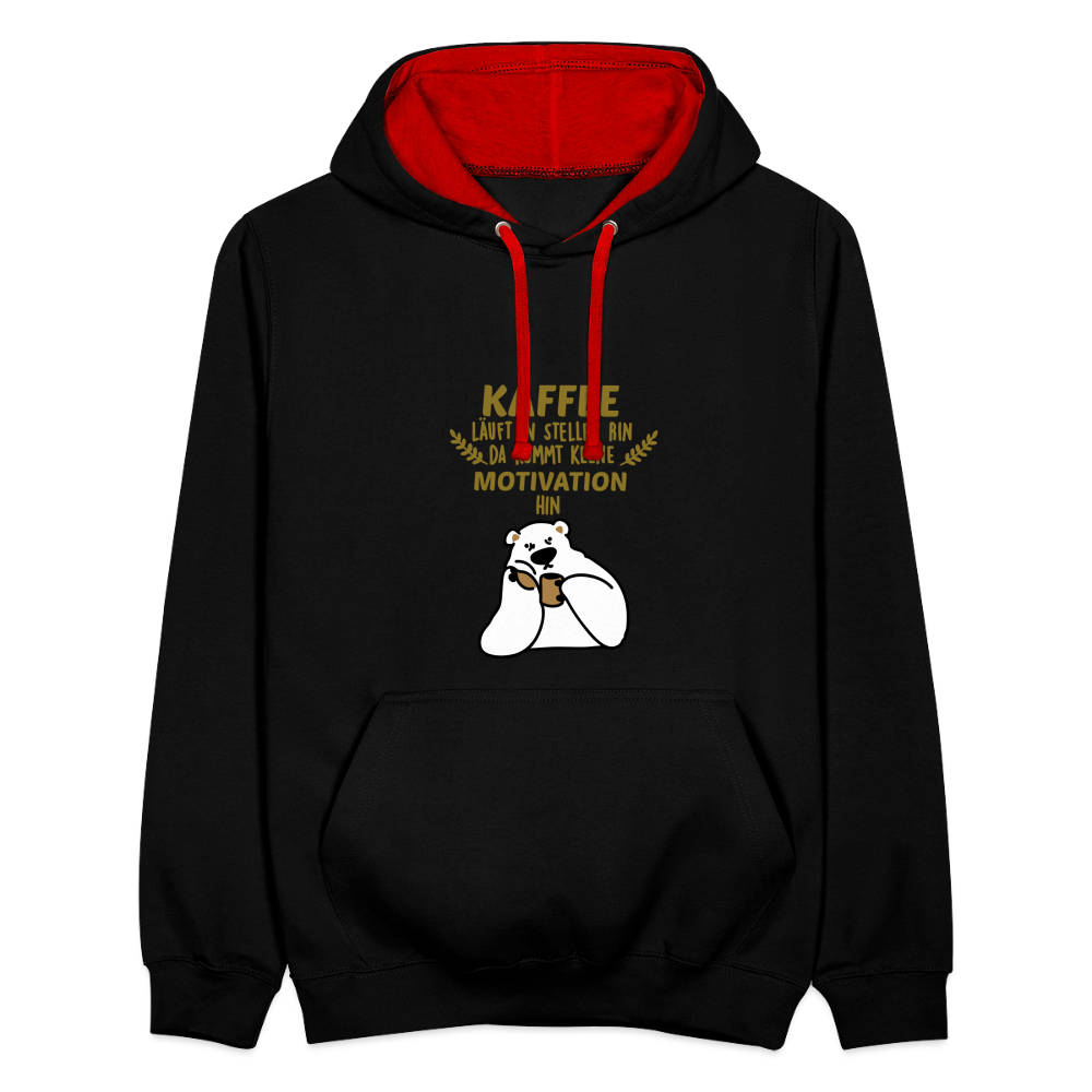 Kaffee motiviert - Kontrast Hoodie - Schwarz/Rot