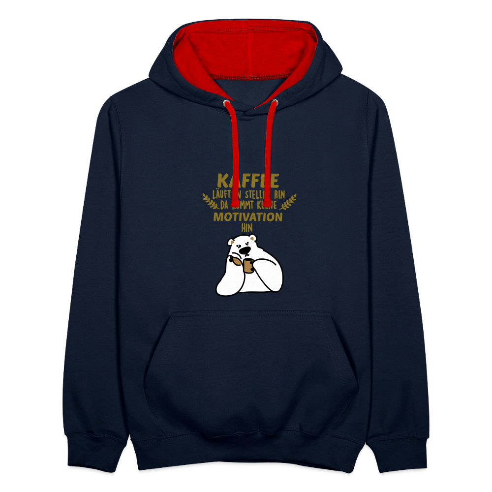 Kaffee motiviert - Kontrast Hoodie - Navy/Rot