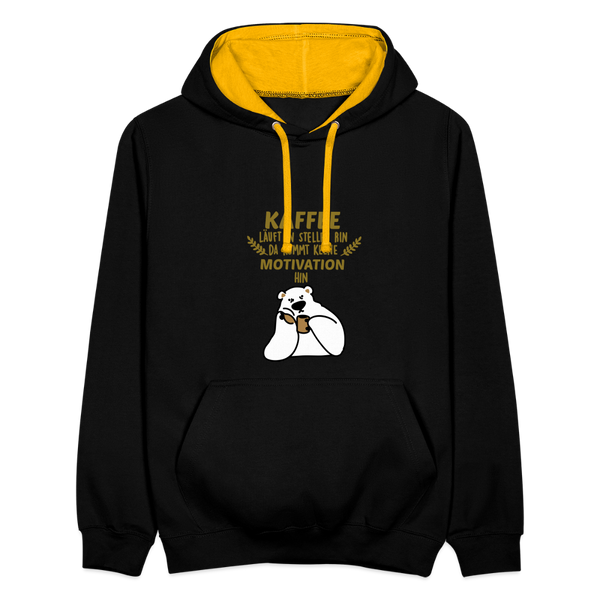 Kaffee motiviert - Kontrast Hoodie - Schwarz/Gold