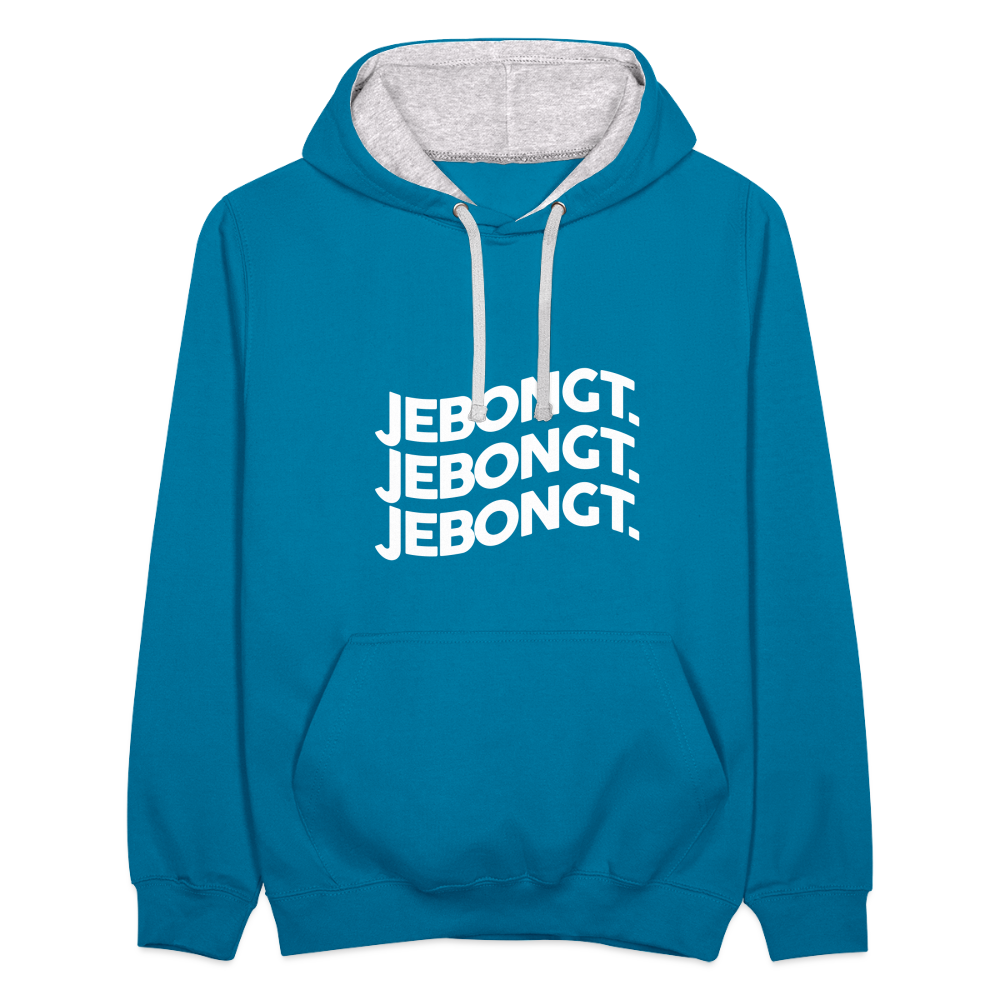Jebongt! - Kontrast Hoodie - Pfauenblau/Grau meliert