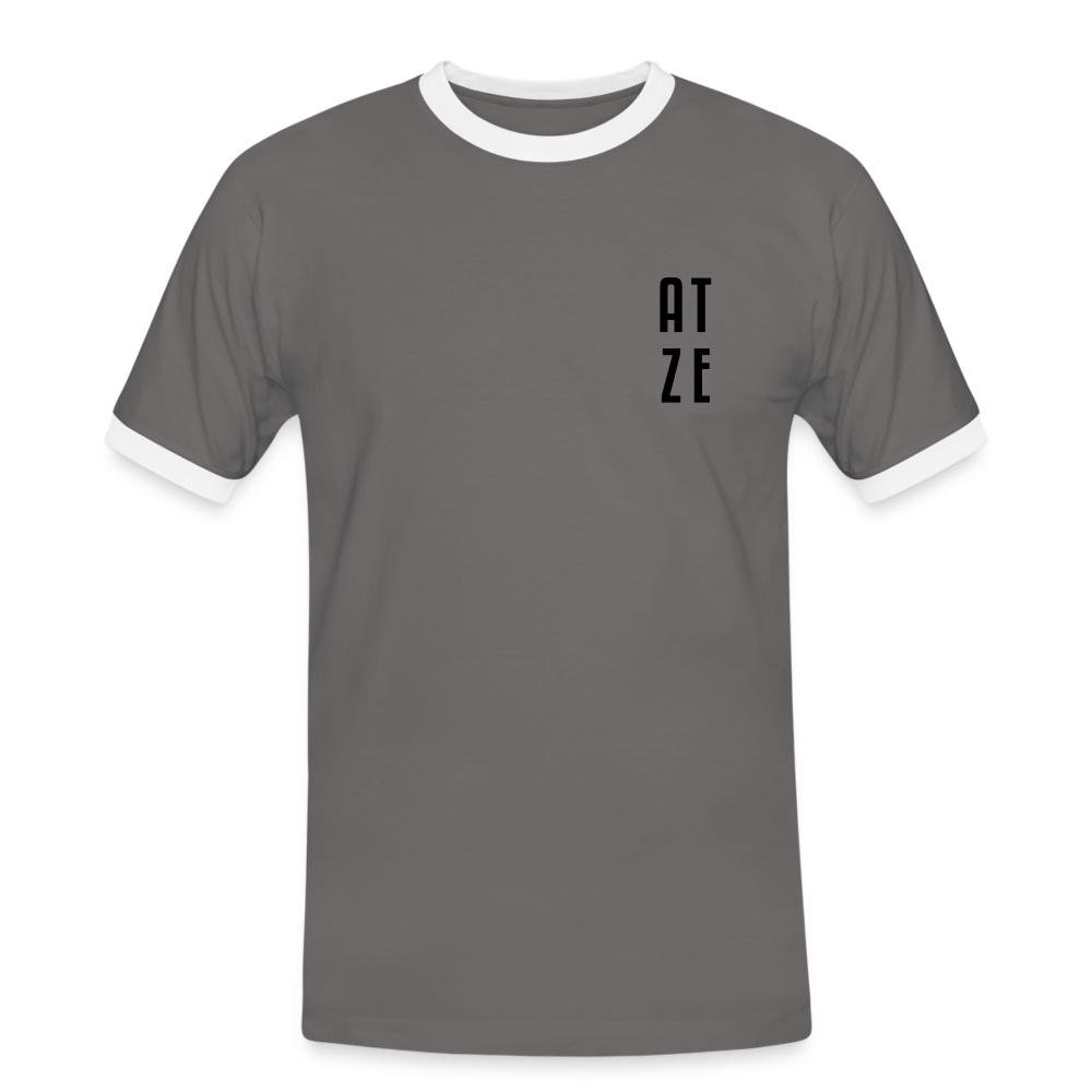 Atze - Männer Ringer T-Shirt - dark grey/white