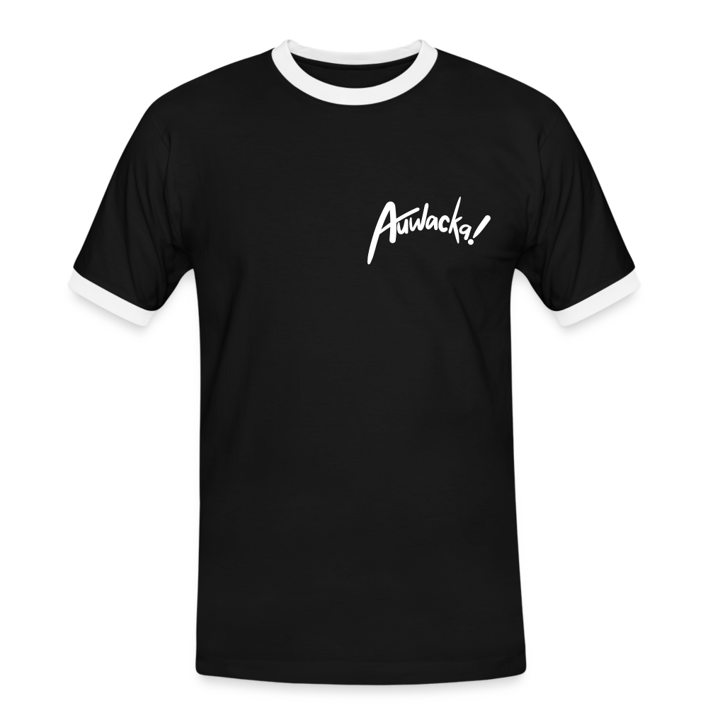 Auwacka! - Männer Ringer T-Shirt - black/white