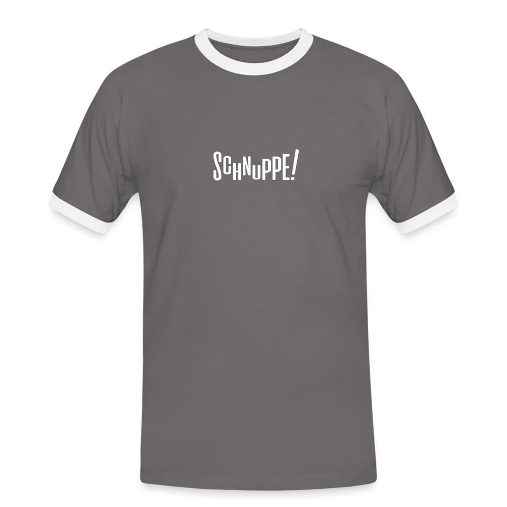 Schnuppe! - Männer Ringer T-Shirt - dark grey/white