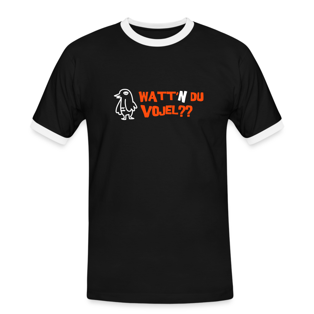 Watt'n du Vojel - Männer Ringer T-Shirt - Schwarz/Weiß