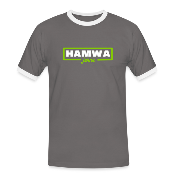 hamwa - Männer Ringer T-Shirt - Dunkelgrau/Weiß