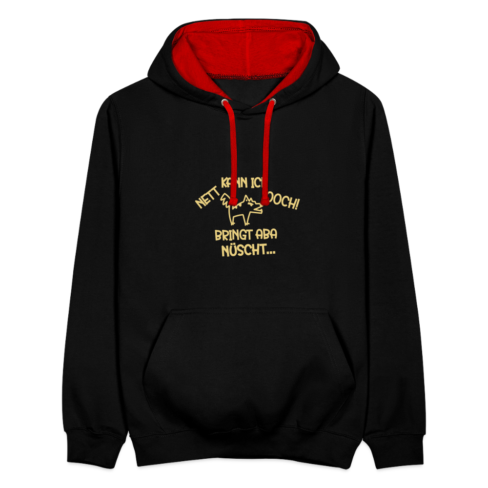 NETT KANN ICK OOCH! - Kontrast Hoodie - Schwarz/Rot