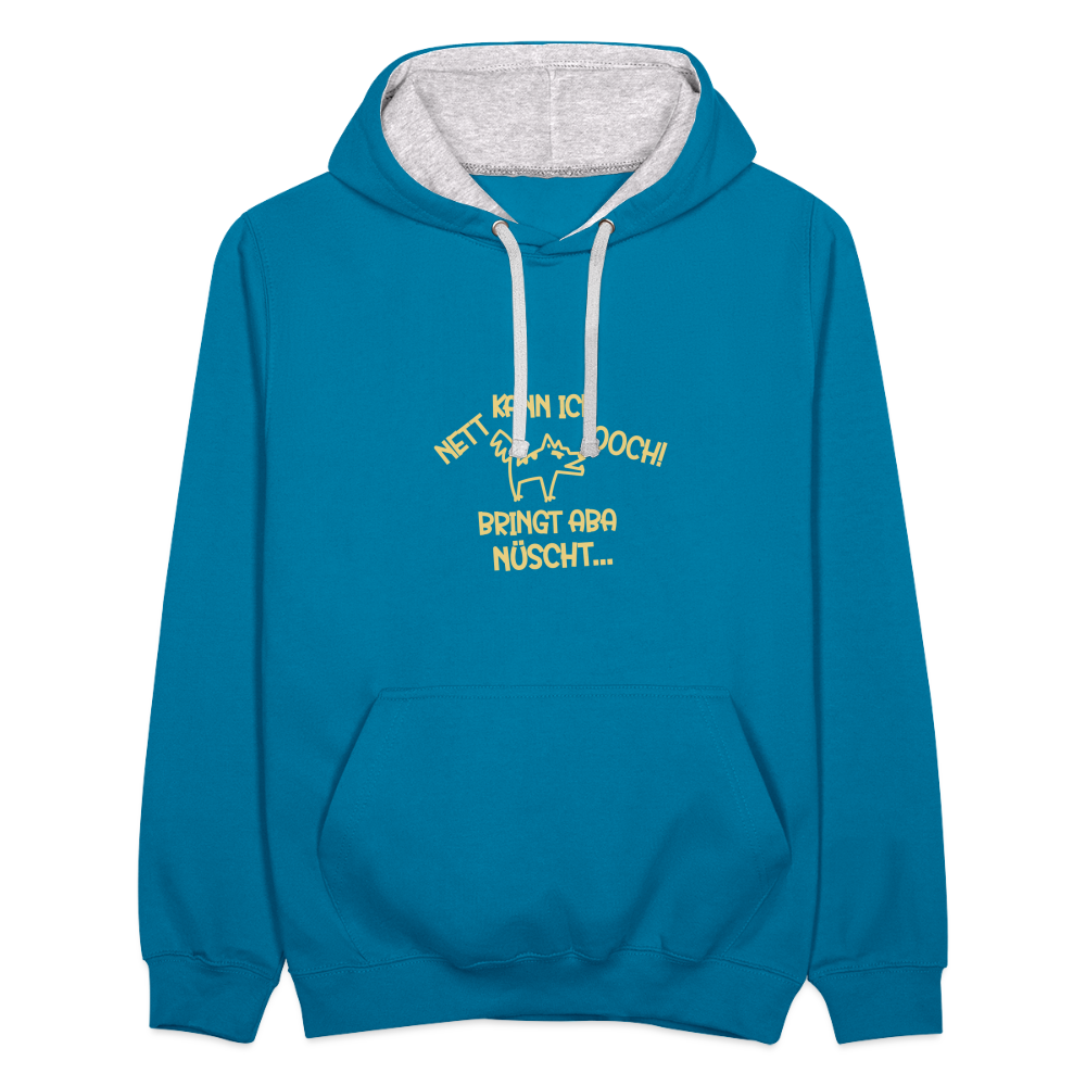 NETT KANN ICK OOCH! - Kontrast Hoodie - Pfauenblau/Grau meliert