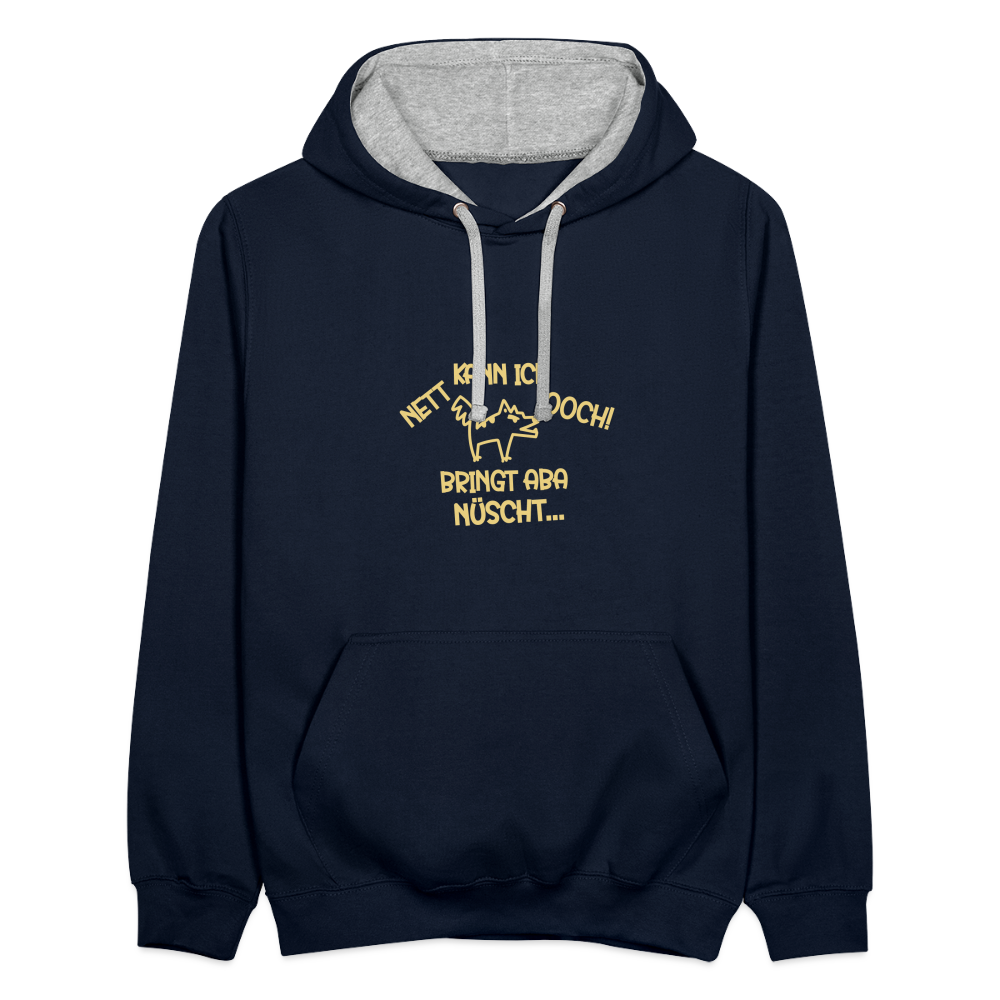 NETT KANN ICK OOCH! - Kontrast Hoodie - Navy/Grau meliert