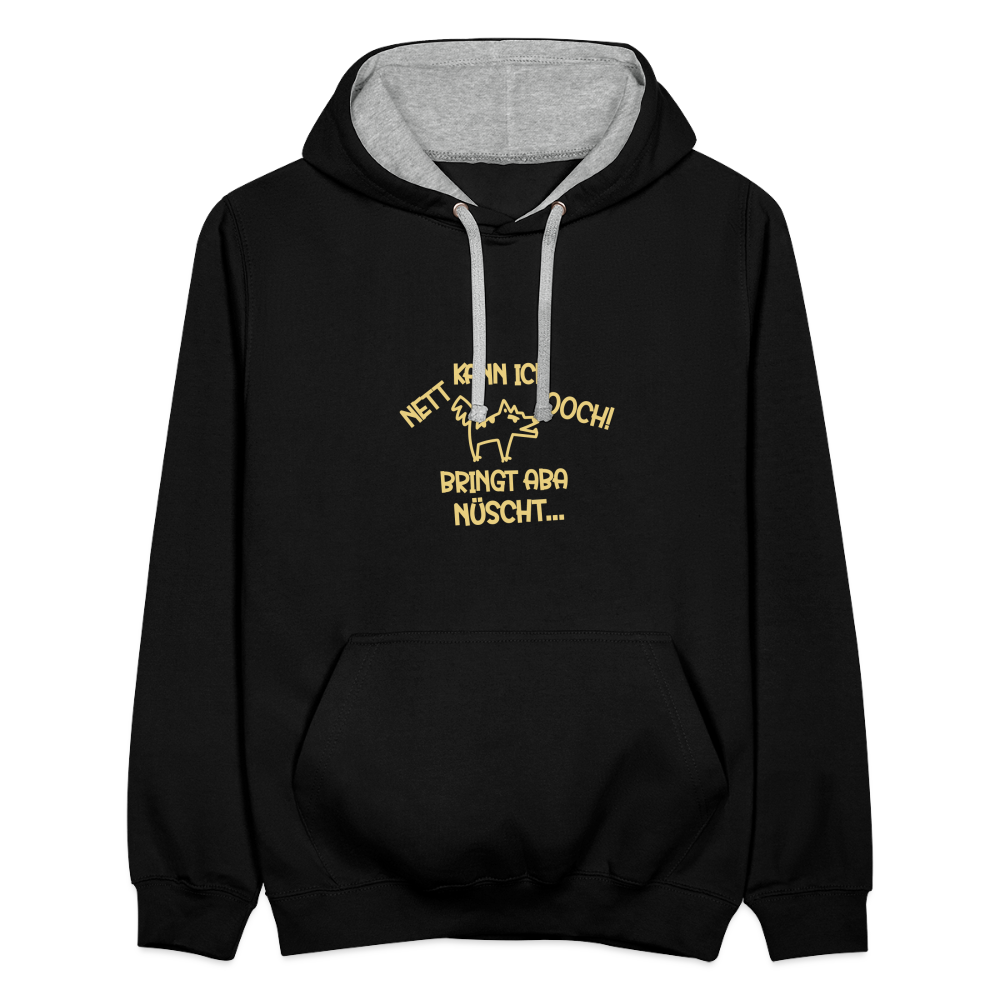 NETT KANN ICK OOCH! - Kontrast Hoodie - Schwarz/Grau meliert