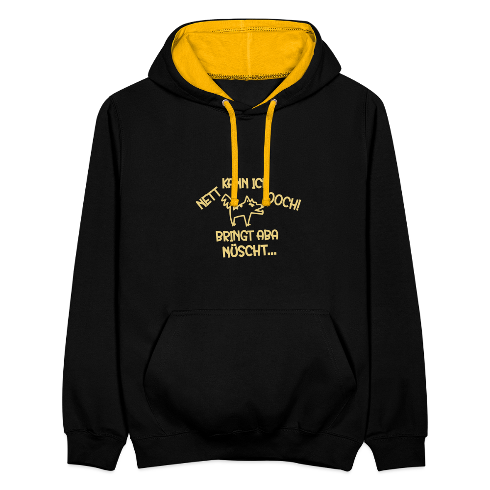 NETT KANN ICK OOCH! - Kontrast Hoodie - Schwarz/Gold