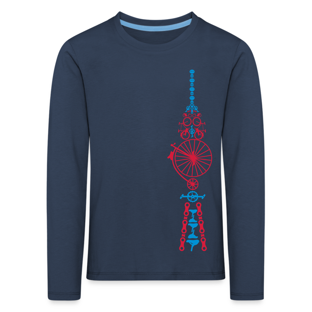 Fernsehturm der Fahrräder - Kinder Langarmshirt - Navy
