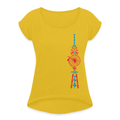 Fernsehturm der Fahrräder - Frauen T-Shirt mit gerollten Ärmeln