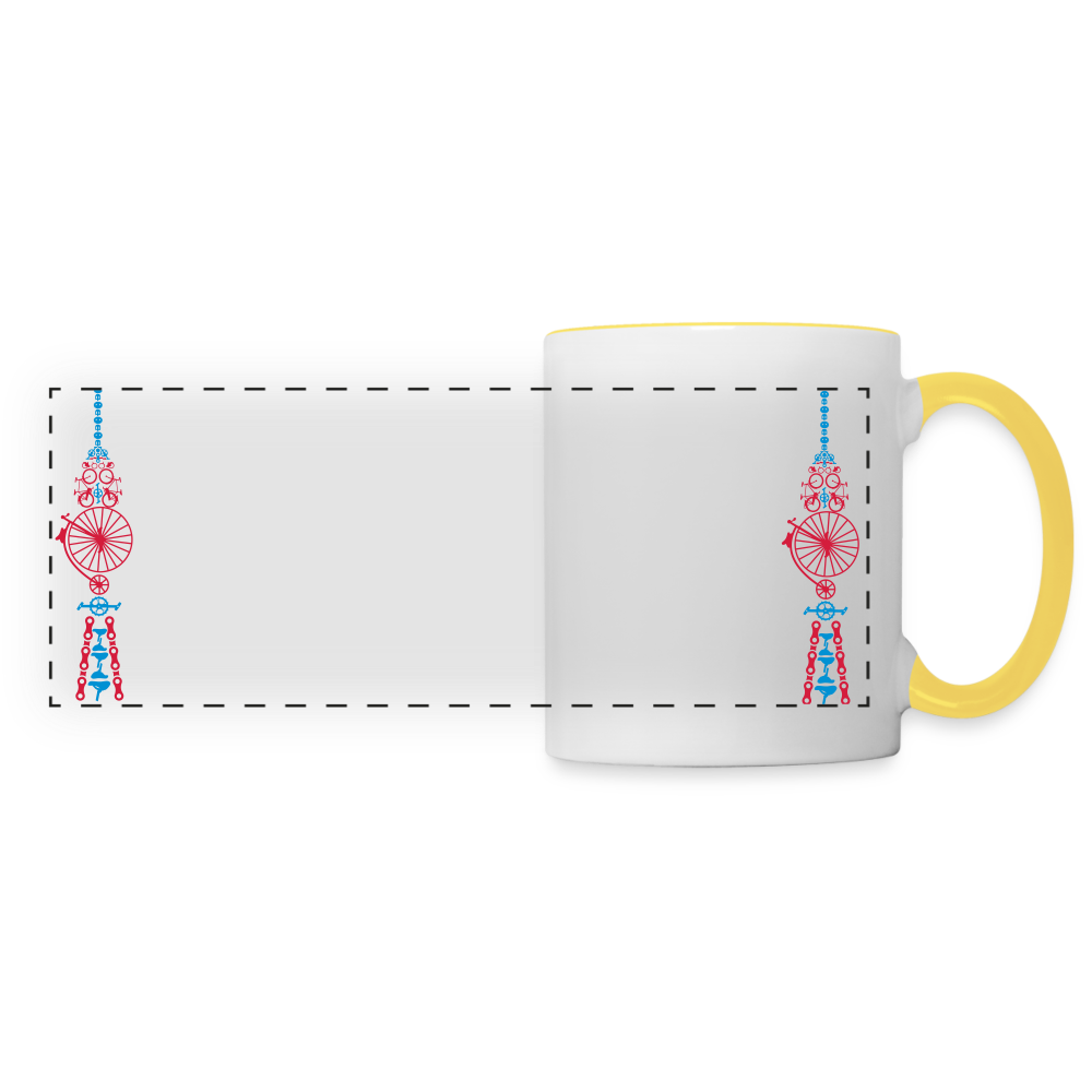 Fernsehturm der Fahrräder - Tasse zweifarbig - Weiß/Gelb