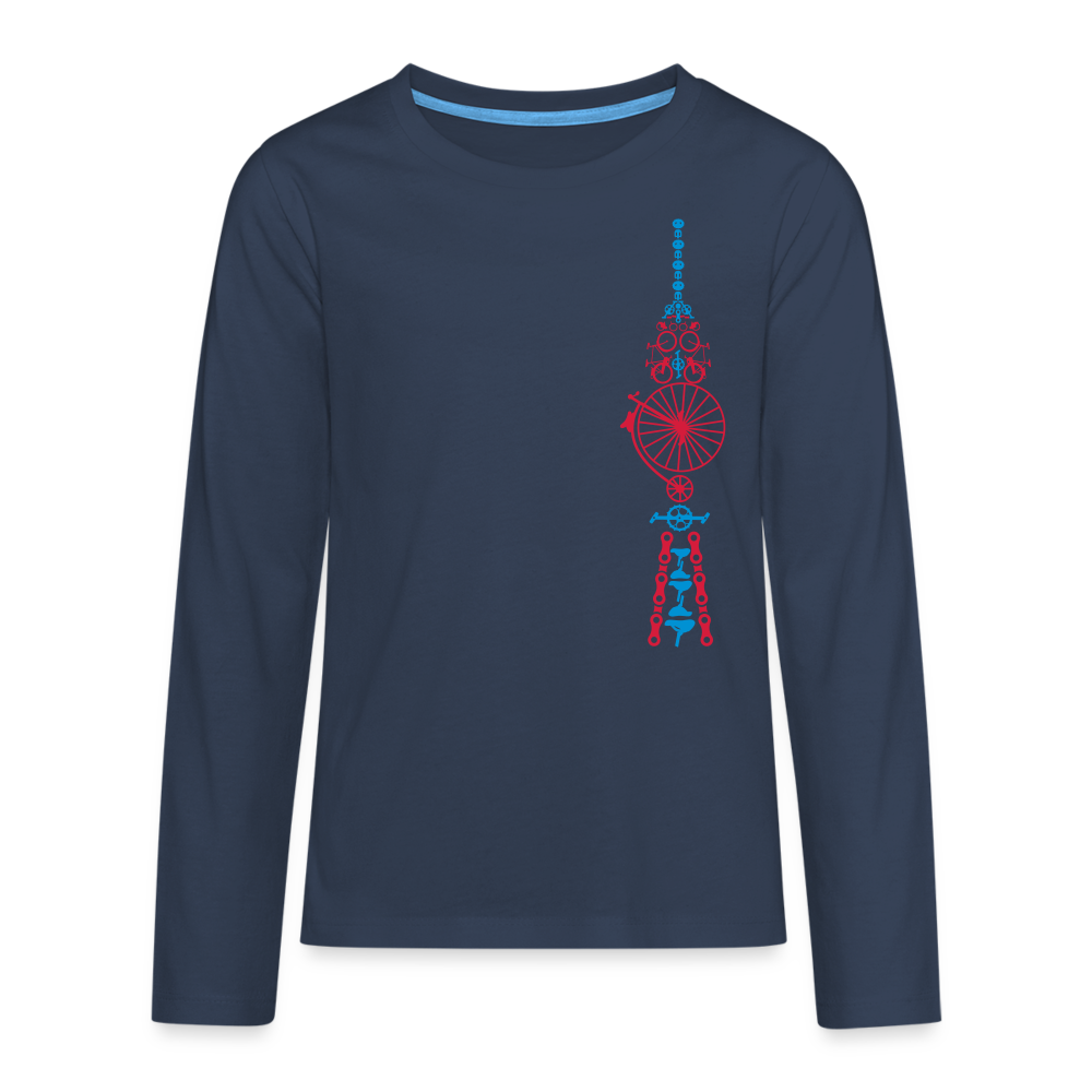 Fernsehturm der Fahrräder - Teenager Langarmshirt - Navy