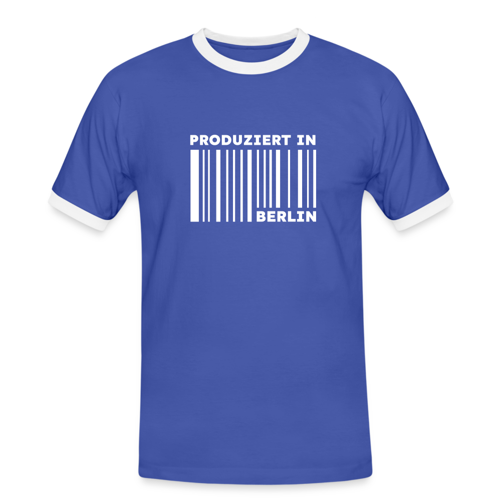 PRODUZIERT IN BERLIN - Männer Ringer T-Shirt - Blau/Weiß