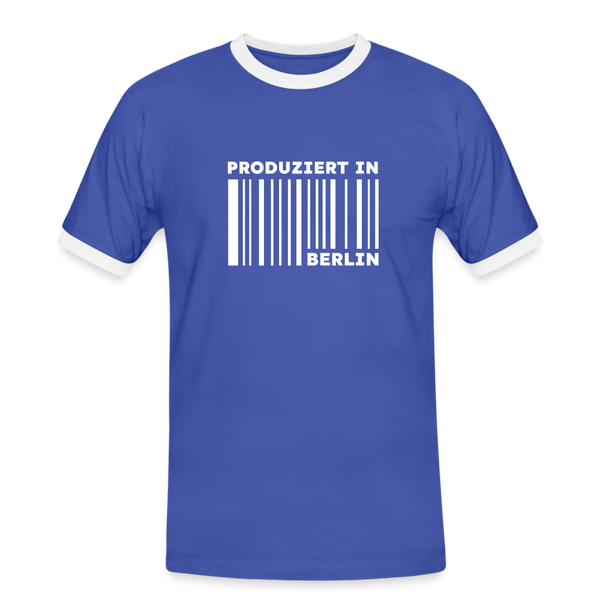 PRODUZIERT IN BERLIN - Männer Ringer T-Shirt - Blau/Weiß