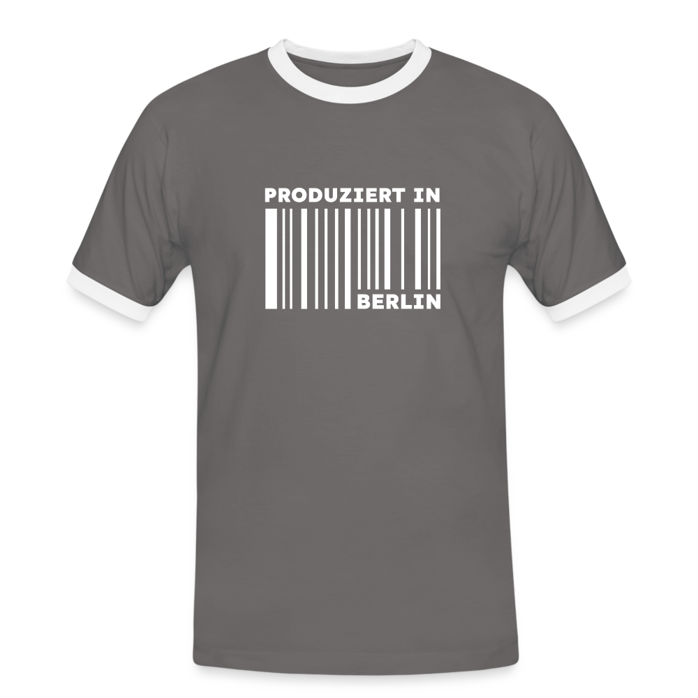 PRODUZIERT IN BERLIN - Männer Ringer T-Shirt - Dunkelgrau/Weiß