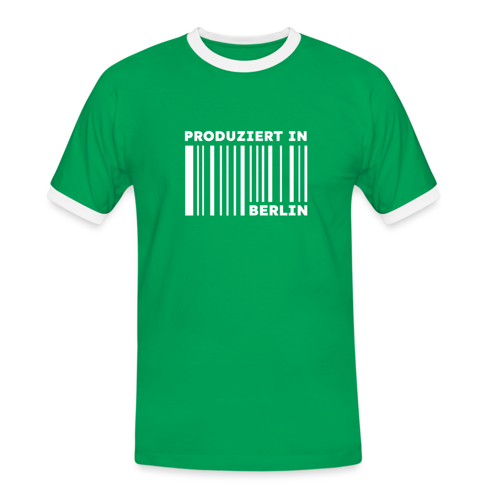 PRODUZIERT IN BERLIN - Männer Ringer T-Shirt - Kelly Green/Weiß