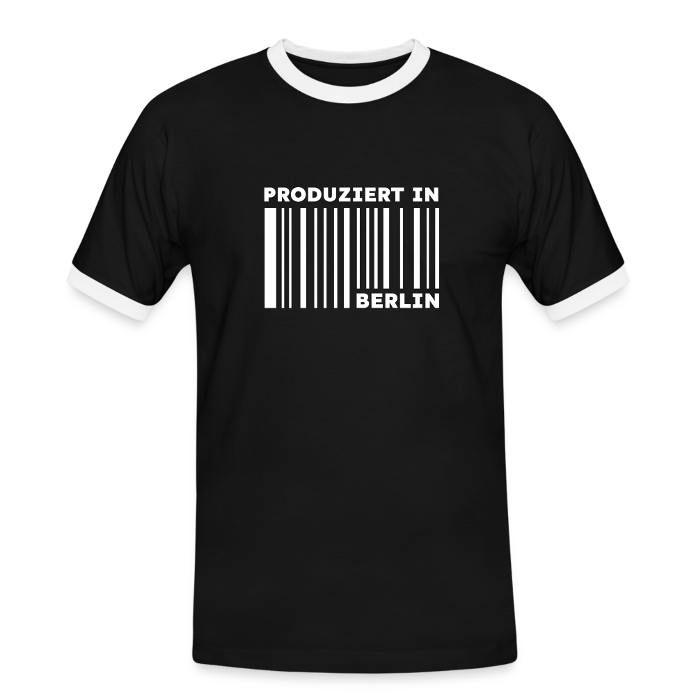 PRODUZIERT IN BERLIN - Männer Ringer T-Shirt - Schwarz/Weiß