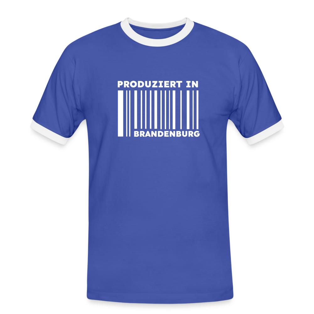 PRODUZIERT IN BRANDENBURG - Männer Ringer T-Shirt - Blau/Weiß