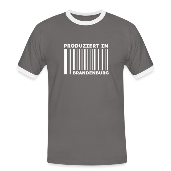 PRODUZIERT IN BRANDENBURG - Männer Ringer T-Shirt - Dunkelgrau/Weiß