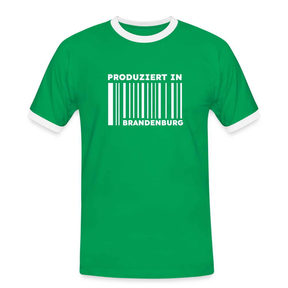 PRODUZIERT IN BRANDENBURG - Männer Ringer T-Shirt - Kelly Green/Weiß